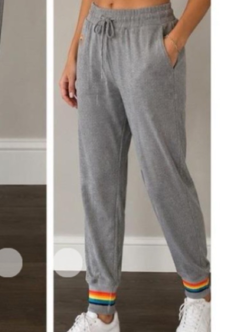 Aviator Nation🏳️‍🌈 Gray Sweatpants with Rainbow Cuff Sz L